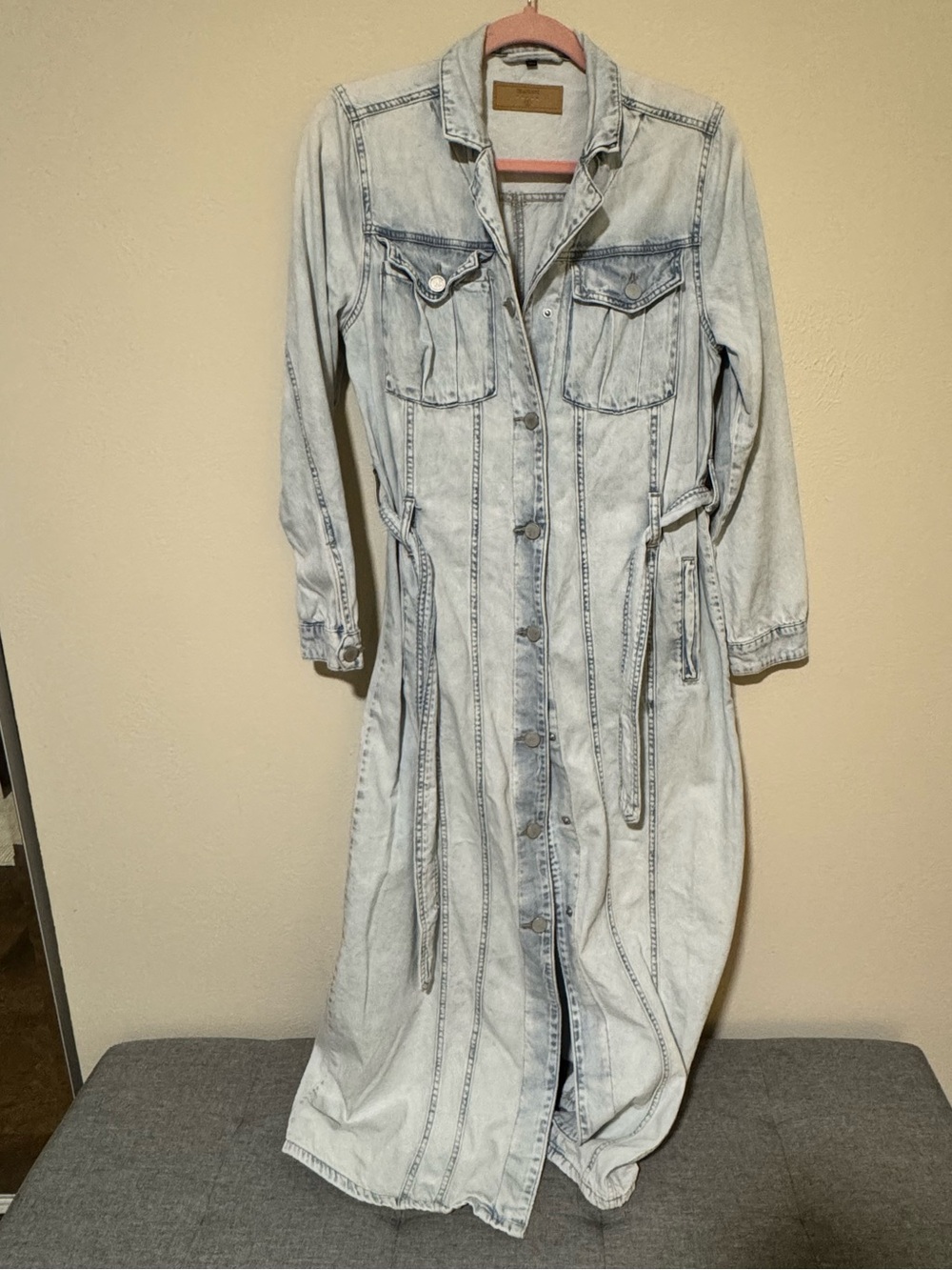 Blank NYC Light Wash Denim Button-Front Maxi Dress